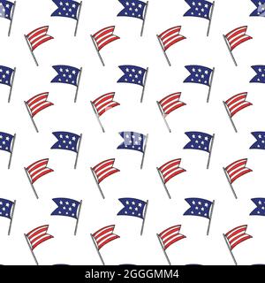 Patriotic seamless pattern with USA flags. Vector illustration Stock Vector