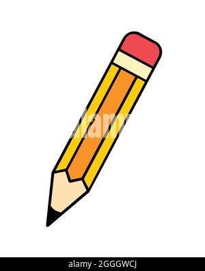 Stationery Draw Wooden Pencil Cartoon In Black And White Stock Vector ...