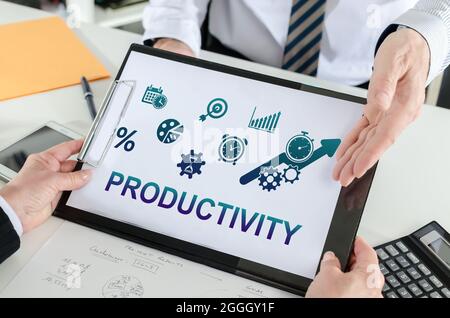 Productivity concept shown by a businessman Stock Photo