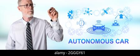 Autonomous car concept drawn by a businessman Stock Photo