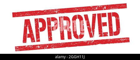 APPROVED text on red grungy rectangle stamp sign. Stock Photo