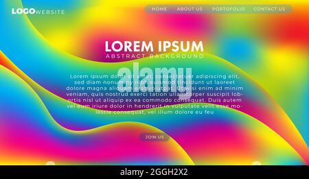 Beautiful wavy rainbow fluid gradient background. Colorful abstract liquid 3d shapes. Futuristic design wallpaper for banner, poster, cover, flyer Stock Vector