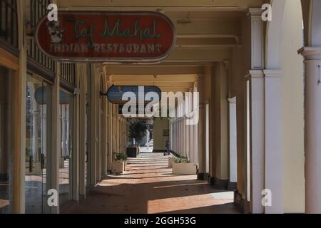 Canberra. 1st Sep, 2021. Photo taken on Sept. 1, 2021 shows a street in city center during the lockdown in Canberra, Australia. The lockdown of Australian Capital Territory (ACT) was extended until Sept. 17. Credit: Liu Changchang/Xinhua/Alamy Live News Stock Photo