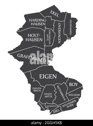 Bottrop City Map Germany DE labelled black illustration Stock Vector