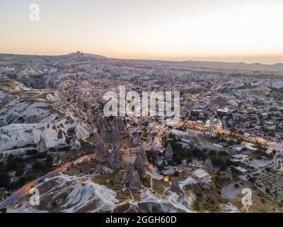 Night view of Goreme district in Cappadocia Stock Photo