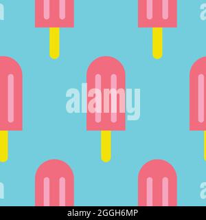 Seamless pattern ice cream popsicles on a stick, berry sorbet. Design for fabric, wrapping paper, cover, web, print, wallpaper, textile Stock Vector
