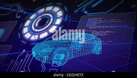 Car Data Processing Image of 3d car drawing with scope scanning and data processing Stock ...