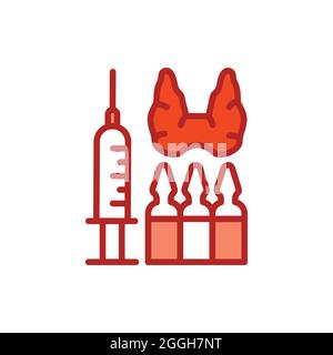 Thyroid injection treatment color line icon. Isolated vector element. Outline pictogram for web page, mobile app, promo Stock Vector