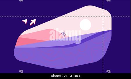 Different types of cursors, mouse pointers - cross cursor, arrows with image preview - astronaut on an alien planet Stock Vector