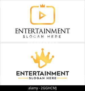 Business entertainment media with play button and crown luxury logo design Stock Vector