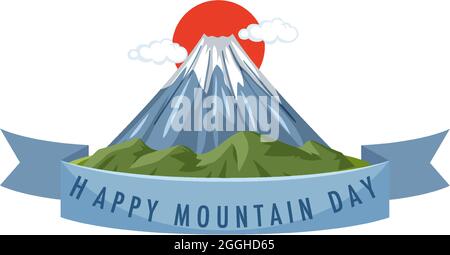 Mountain Day in Japan banner with Mount Fuji isolated illustration Stock Vector