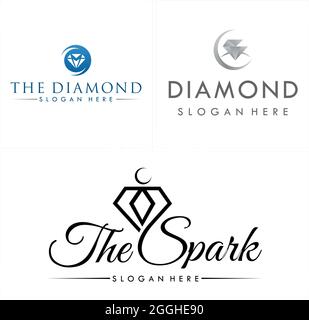 Fashion jewelry product business diamond logo design Stock Vector