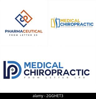 Medical clinic chiropractic orthopedic spine icon logo design Stock Vector