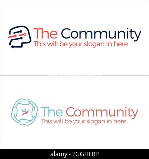 Community people hand circling logo design  Stock Vector
