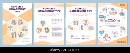 Conflict management tips brochure template Stock Vector