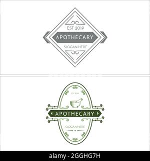 Apothecary mortar and pestle logo design Stock Vector