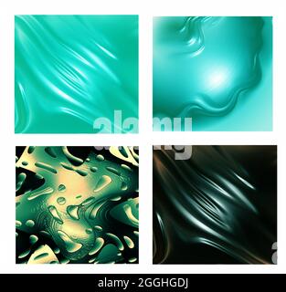 set of four cyan backgrounds 3D rendering Stock Photo
