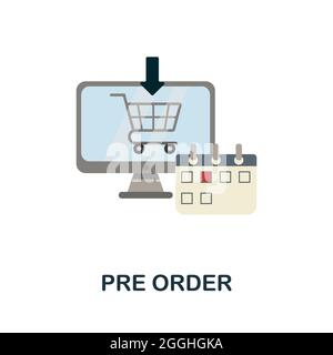 Pre Order flat icon. Simple sign from procurement process collection. Creative Pre Order icon illustration for web design, infographics and more Stock Vector