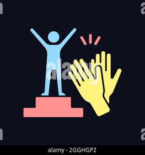 Recognition and approval motivation RGB color icon for dark theme Stock Vector