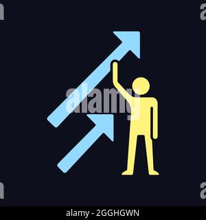 Positive dynamics RGB color icon for dark theme Stock Vector