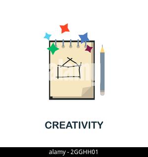 Creativity flat icon. Colored sign from productivity collection. Creative Creativity icon illustration for web design, infographics and more Stock Vector