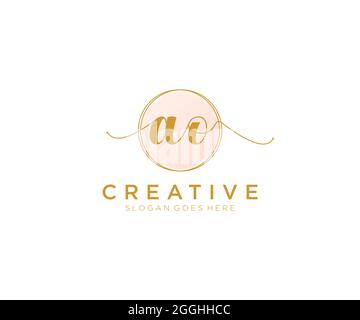 AO Feminine logo beauty monogram and elegant logo design, handwriting logo of initial signature, wedding, fashion, floral and botanical with creative Stock Vector