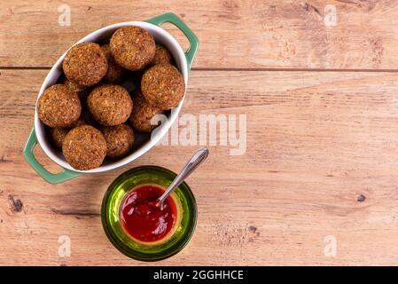 The traditional Arabic snack of kibbeh in Brazil called Quibe. Stock Photo