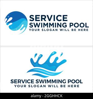 Swimming pool spark splash water logo design Stock Vector