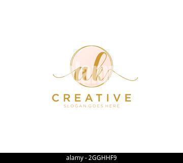 AK Feminine logo beauty monogram and elegant logo design, handwriting logo of initial signature, wedding, fashion, floral and botanical with creative Stock Vector