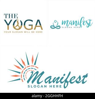 Physical fitness yoga logo design Stock Vector