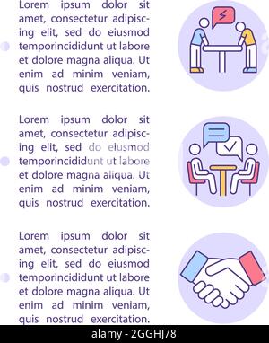 Workplace conflict resolution concept line icons with text Stock Vector