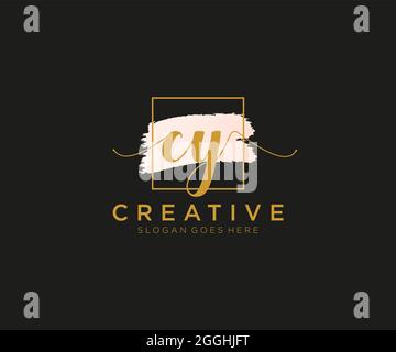 CY Feminine logo beauty monogram and elegant logo design, handwriting logo of initial signature, wedding, fashion, floral and botanical with creative Stock Vector