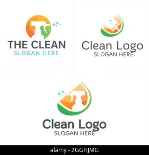 Cleaning service cleaner spray glass logo design Stock Vector