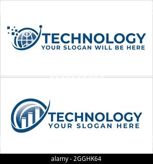 Modern technology web development logo design Stock Vector