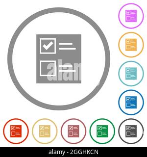 Ballot paper solid flat color icons in round outlines on white background Stock Vector