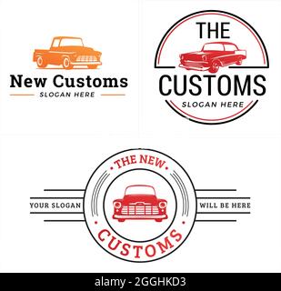 Automotive service repaint workshop classic car logo design Stock Vector