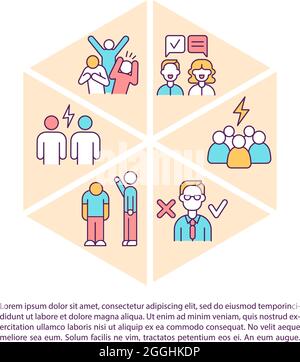Team communication problems concept line icons with text Stock Vector