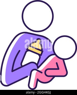 Bottle feeding RGB color icon Stock Vector