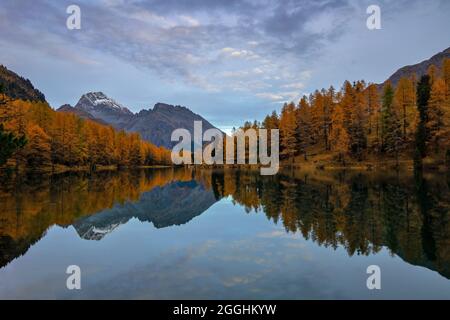 Sonnenaufgang am Palpuognasee Kanton Graubünden Schweiz