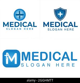 Medical healthcare shield icon logo design Stock Vector