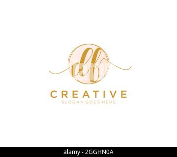 DF Feminine logo beauty monogram and elegant logo design, handwriting logo of initial signature, wedding, fashion, floral and botanical with creative Stock Vector