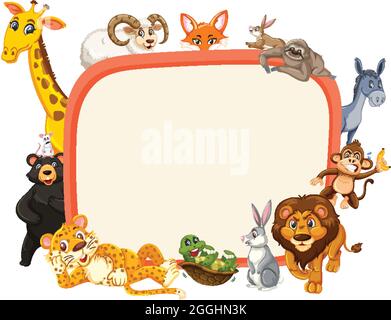 Empty banner with various wild animals illustration Stock Vector Image ...