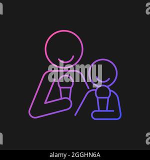 Eating ice cream together gradient vector icon for dark theme Stock Vector