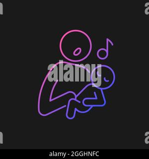 Singing to baby gradient vector icon for dark theme Stock Vector