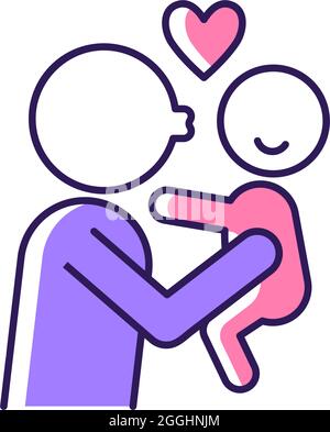 Kissing child on cheek RGB color icon Stock Vector