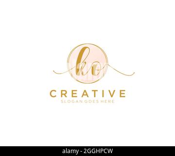 KO Feminine logo beauty monogram and elegant logo design, handwriting logo of initial signature, wedding, fashion, floral and botanical with creative Stock Vector