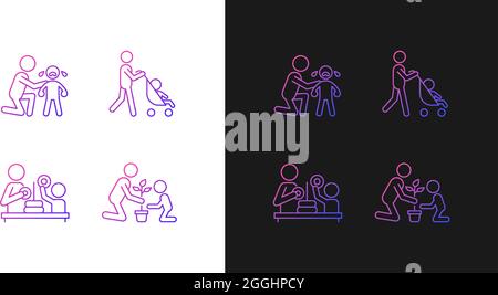 Parental involvement gradient icons set for dark and light mode Stock Vector