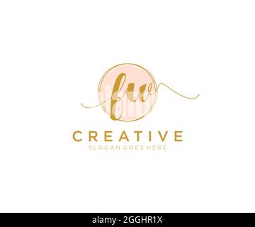 FW Feminine logo beauty monogram and elegant logo design, handwriting logo of initial signature, wedding, fashion, floral and botanical with creative Stock Vector