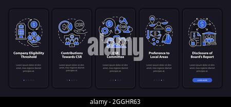 Corporate social responsibility basics onboarding mobile app page screen Stock Vector