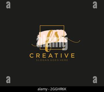 FS Feminine logo beauty monogram and elegant logo design, handwriting logo of initial signature, wedding, fashion, floral and botanical with creative Stock Vector